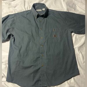 Vtg Bugle Boy Co. Shirt XL GreenCrest Logo Short Sleeve Utility Y2K 90s Workwear